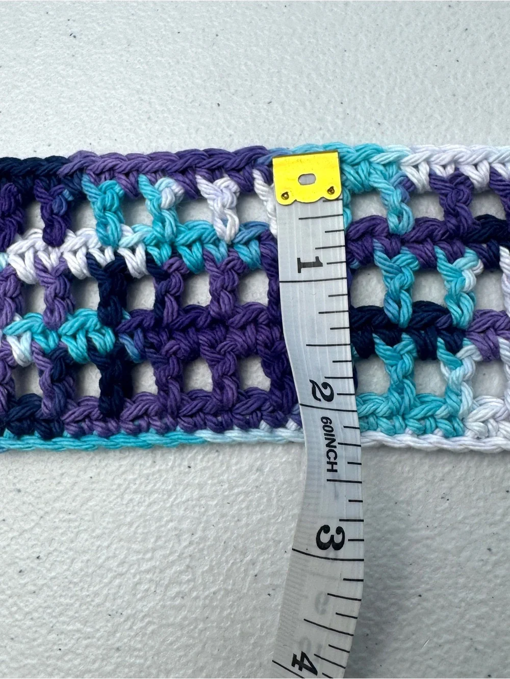Teal Purple White Crochet Tie Headband 36”x2.25” Handmade Breathable NEW
